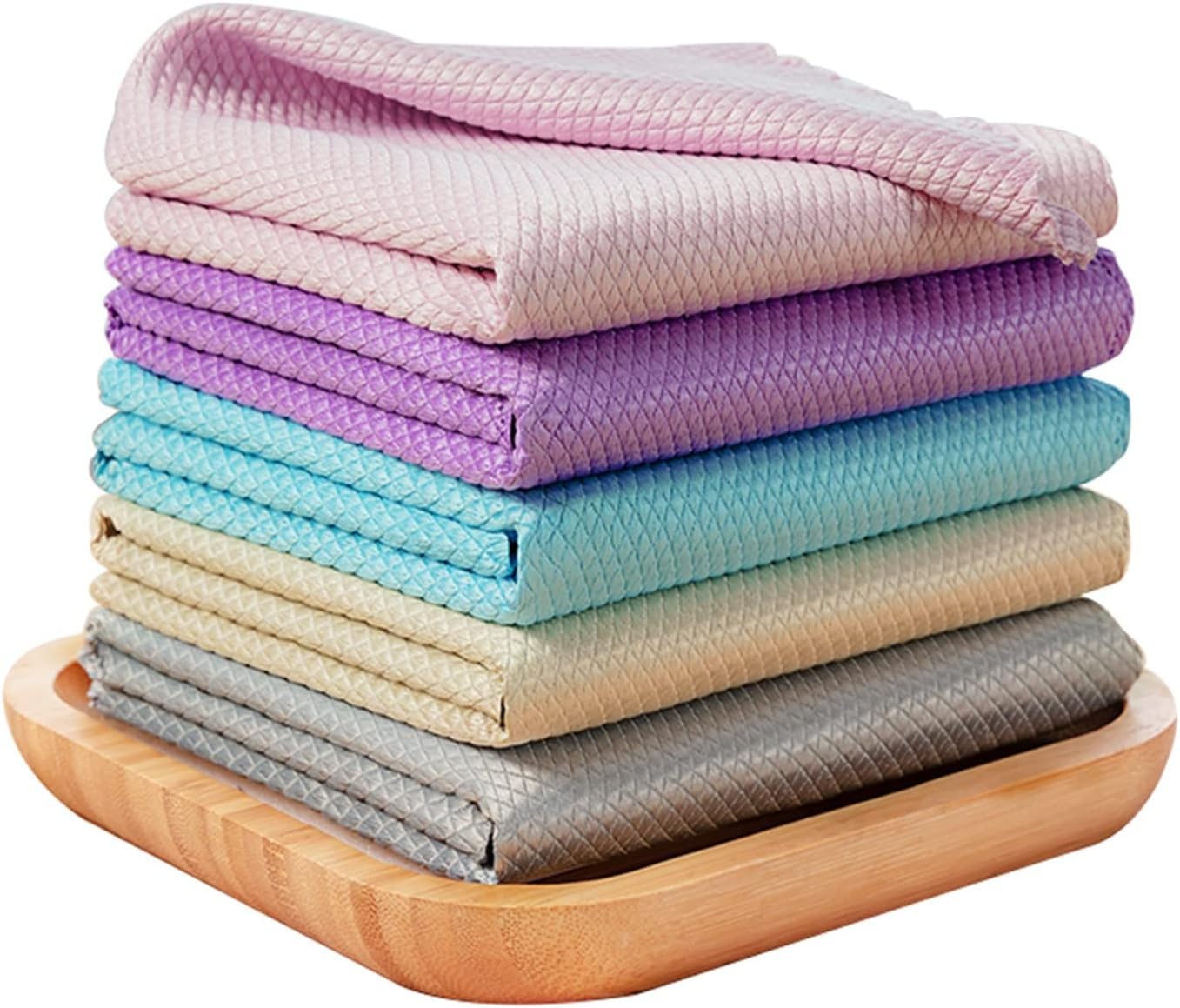 Premium Microfiber Glass Cleaning Cloths - 5 Pack Streak-Free Fish Scale Design for Crystal Clear Shine | Lint-Free Cleaning Rags for Windows, Mirrors, Cars & Stainless Steel | Ultra-Absorbent Magic Wipes (16