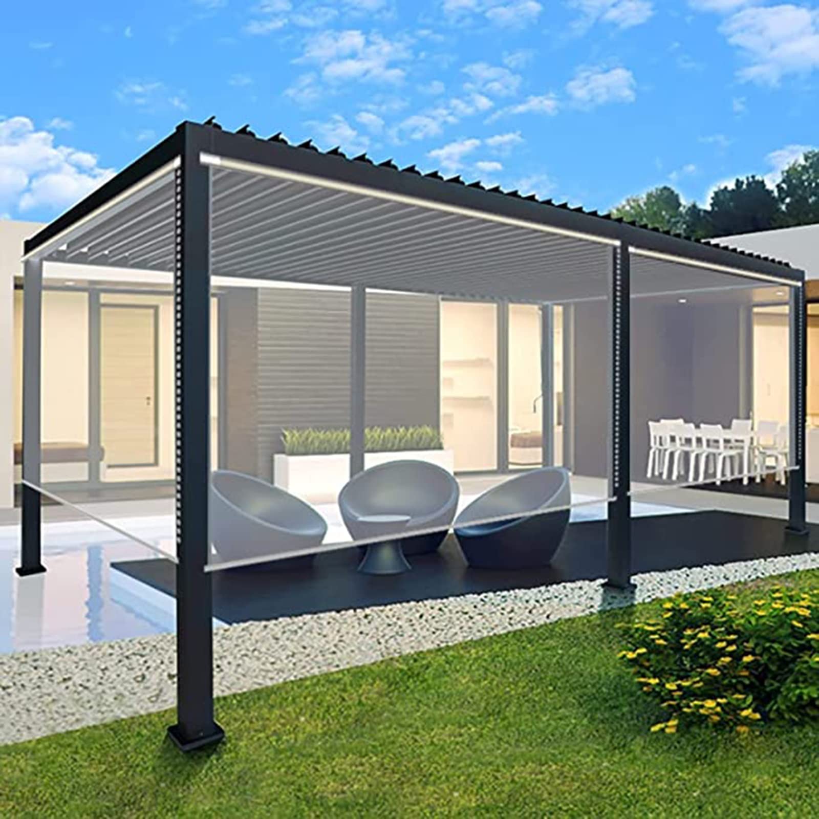 YUMEIGE Oversized Winter Windproof Transparent Roller Shades - PVC Indoor/Outdoor Clear Roll Up Blinds for Windows, Kitchen & Balcony (33-78 in Wide) - Waterproof & Durable for Home, Office & Patio Use