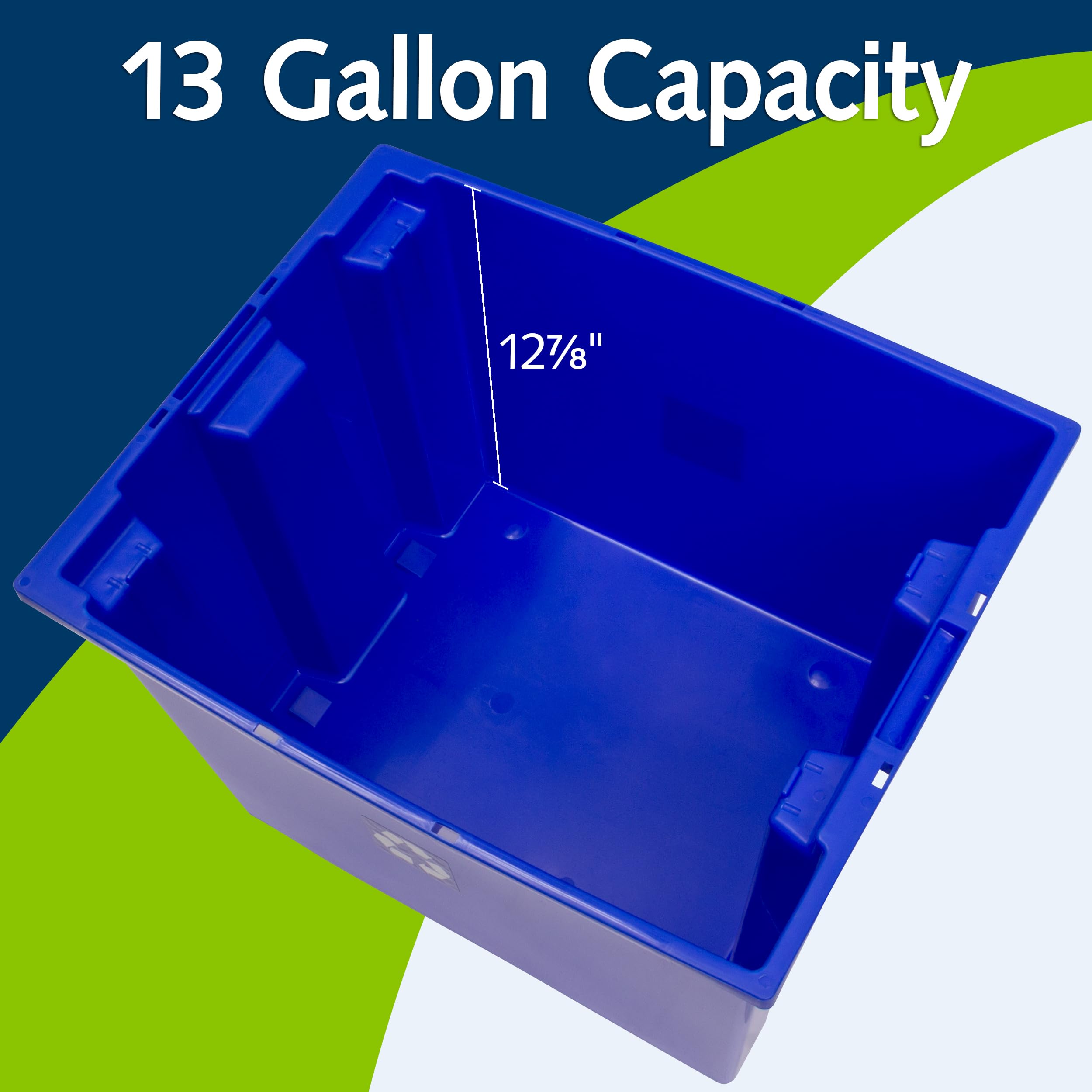 6-Pack Heavy Duty Stackable Recycling Bins - 13 Gallon Large Capacity Trash Containers (19.5
