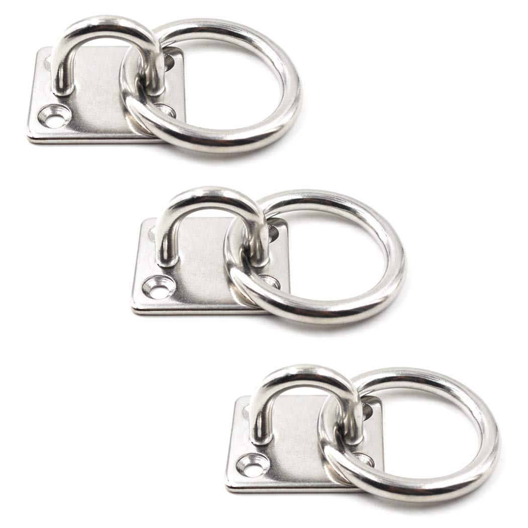 Heavy Duty 304 Stainless Steel Square Ceiling & Wall Mount Hook with Ring - 1/4