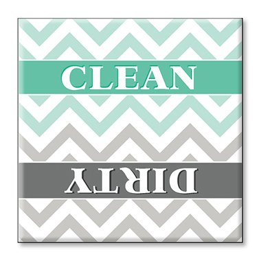 Dishwasher Magnet Clean Dirty Sign - Strong Magnetic Indicator for Dishwasher (Turquoise Stripes) - Perfect for Kitchen Organization & Dishwasher Communication