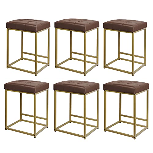 Gold/Brown Leather Seat, Square