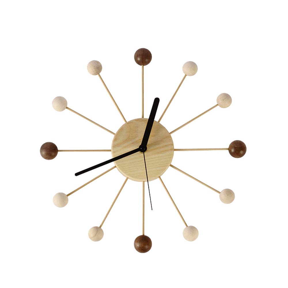 Vintage Wooden Ball Clock - Silent Non-Ticking Wall Clock with Mid Century Retro Design for Home, Kitchen, Living Room & Office Decor - Eco-Friendly Bamboo & Wood Construction (Perfect for Mid Century Modern, Boho & Scandinavian Style Interiors)