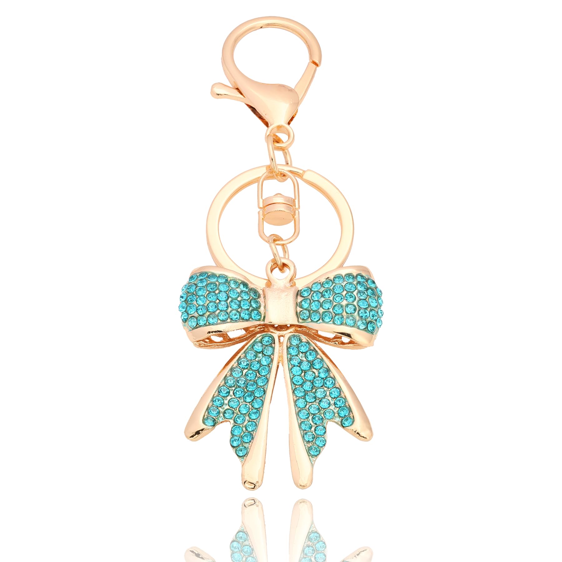 Sparkly Gold Plated Rhinestone Bow Keychain for Women - Elegant Keyring Charm for Purse, Handbag, Backpack | Perfect Gift for Birthday, Anniversary & Everyday Use