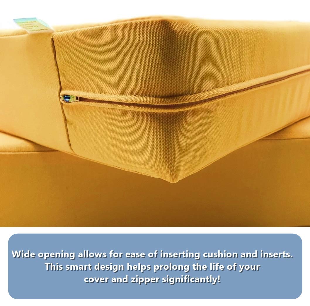 Waterproof UV-Resistant Patio Chair Cushion Covers - Indoor/Outdoor Use - Sunflower Yellow 22x20x4 Inches (Set of 2) - Perfect for Poolside Lounging, Garden Furniture, and Deck Chairs