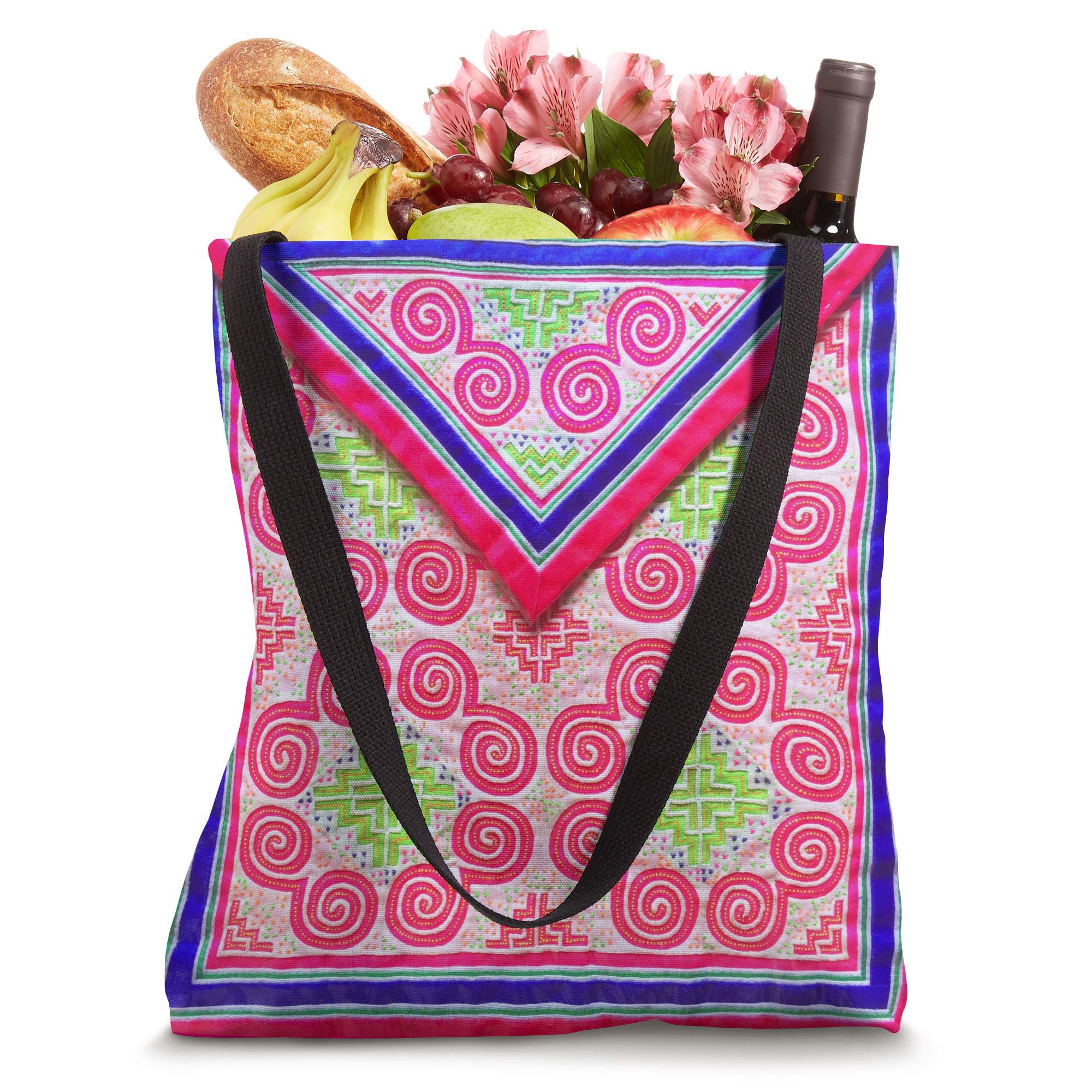 Authentic Hmong Printed Tote Bag - Stylish Money Pouch #3 - Durable Cotton Shoulder Bag for Shopping, Travel & Cultural Events