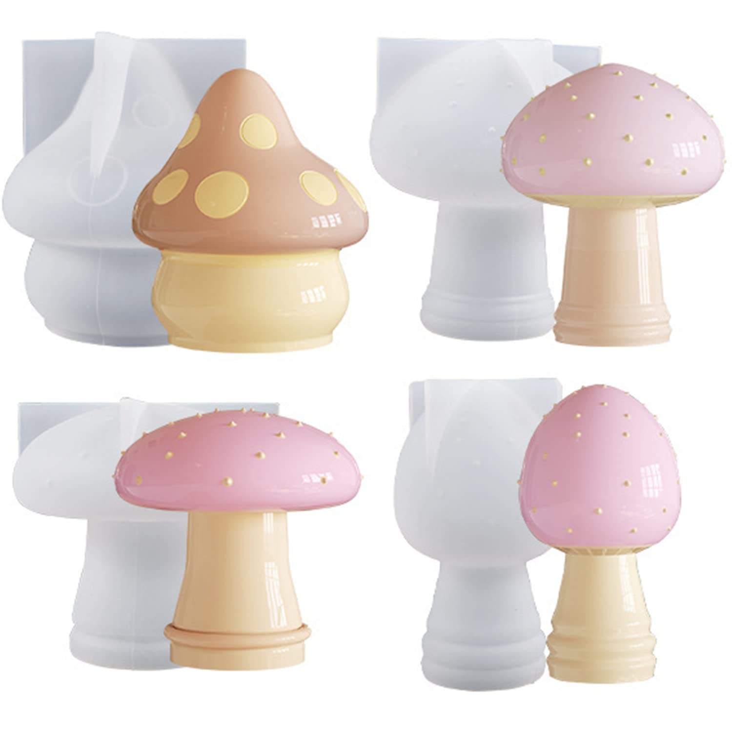 4 Pcs Mushroom Resin Molds - Silicone Mushroom Mold Set for DIY Epoxy Resin Casting, Scented Candles, Soap Making & Craft Decorations - Perfect for Home Decor, Gift Making & DIY Art Projects