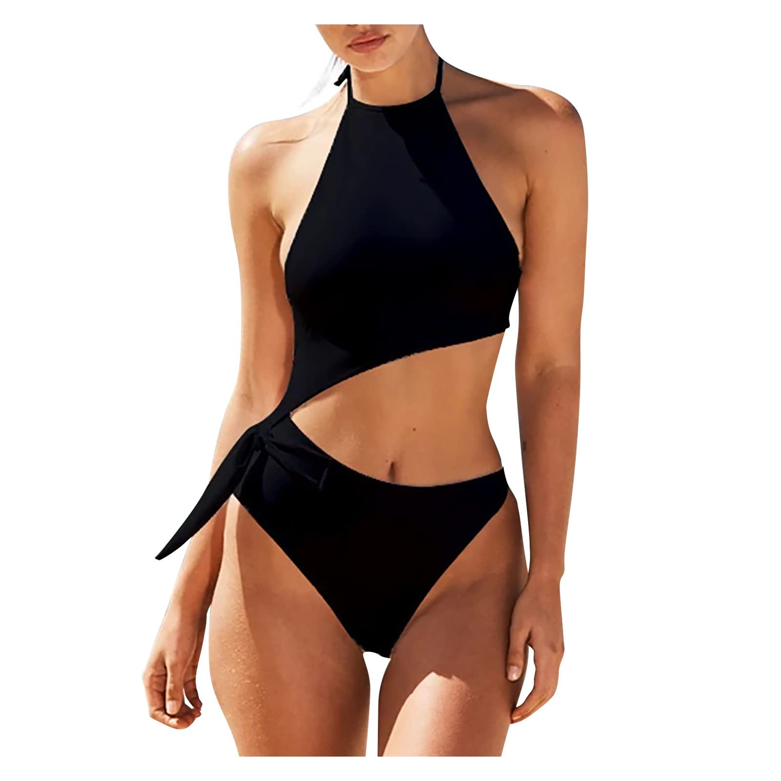 Sexy Halter Bikini Swimsuit for Women - High Cut, Solid Color, Underwire Bra Support - Perfect for Beach Vacations, Pool Parties & Summer Getaways
