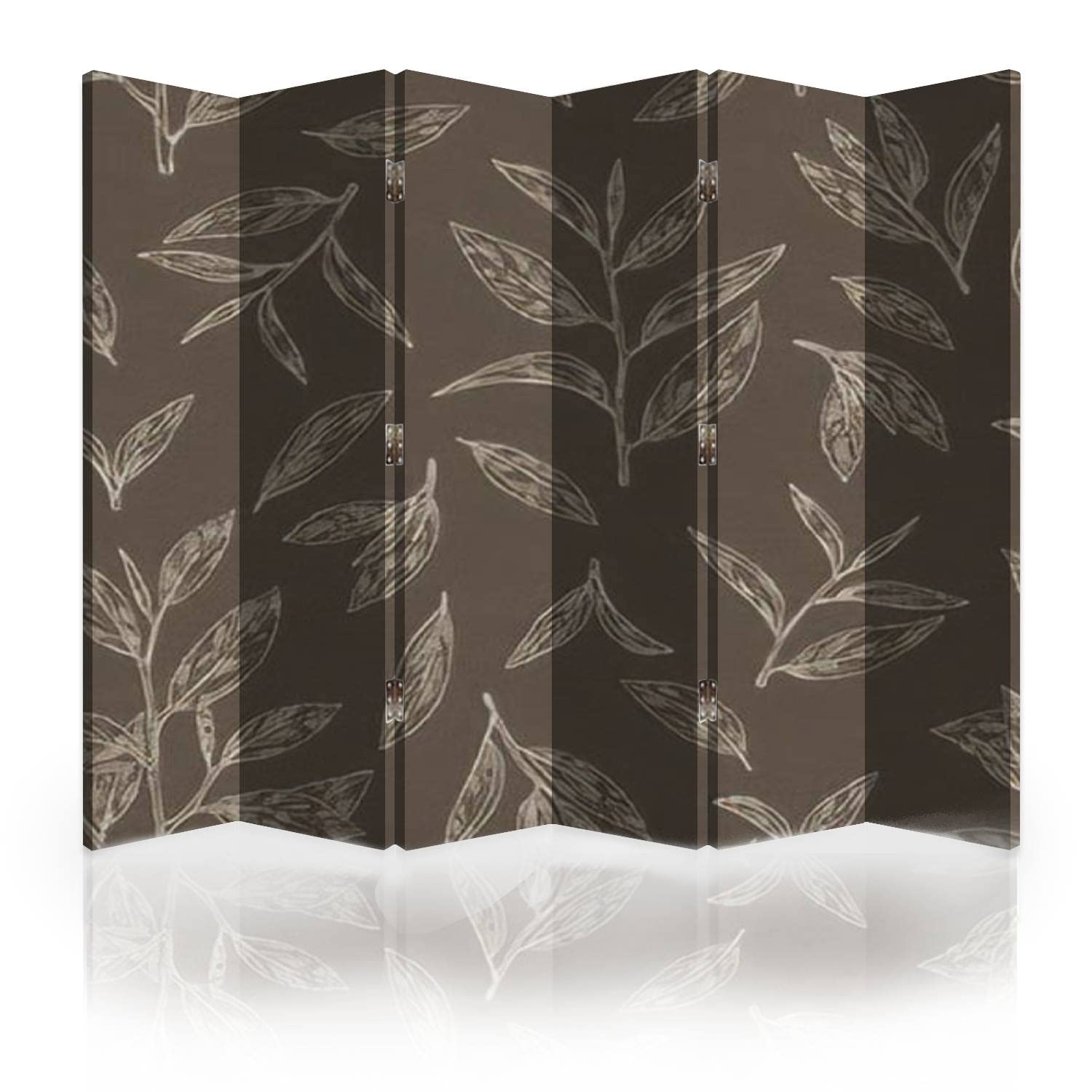 Hand-Painted Green Tea Branch Canvas Room Divider - 6 Panel Folding Privacy Screen with Tea Leaves Design | Perfect for Home Office, Bedroom Separation & Asian-Themed Decor
