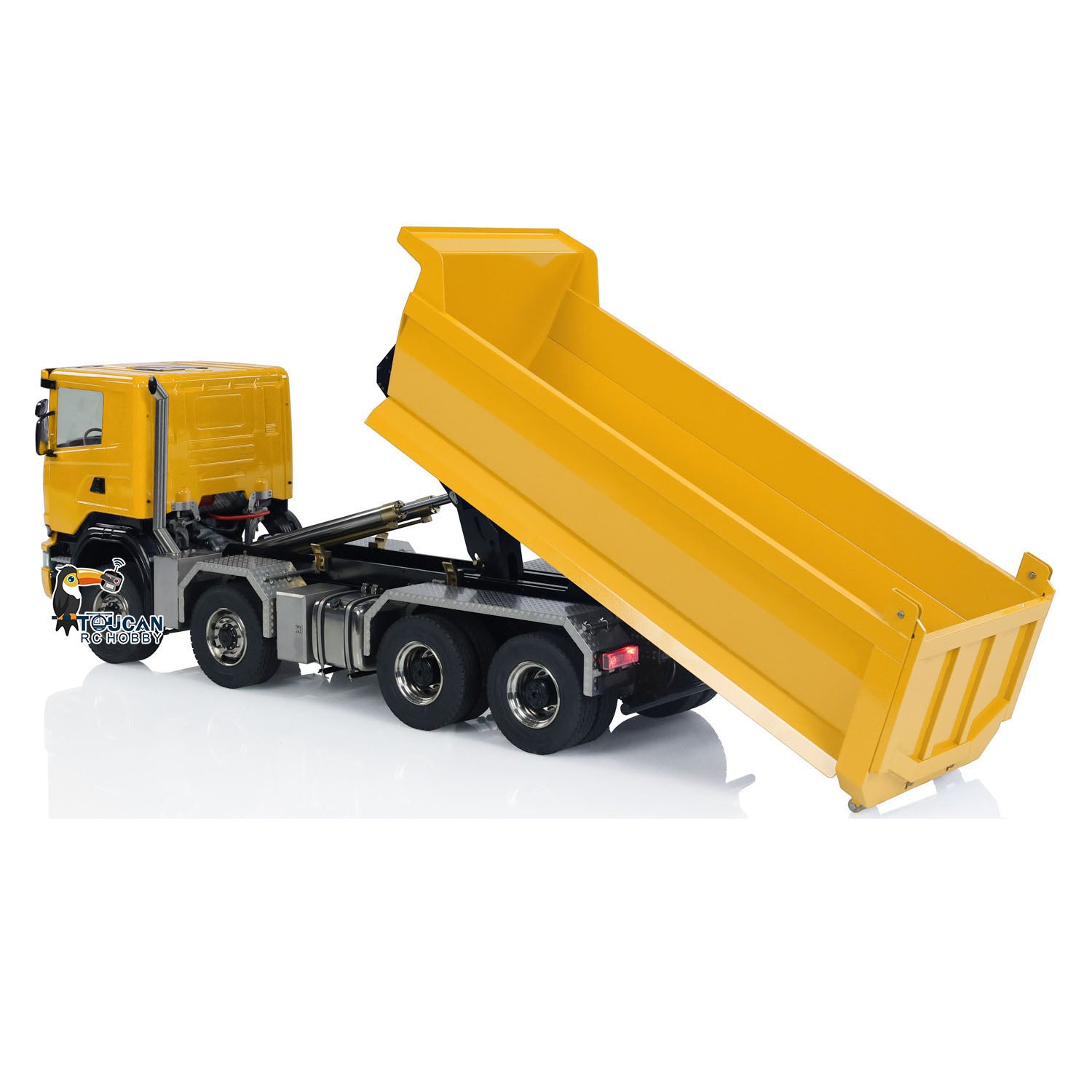 1/14 Scale Metal RC Hydraulic Dump Truck with Remote Control - 8x8 Off-Road Construction Vehicle with U-Shaped High Bucket & Timber Flatbed for Kids and Adults - Perfect for Construction Site Play, Collecting, and Outdoor Adventures