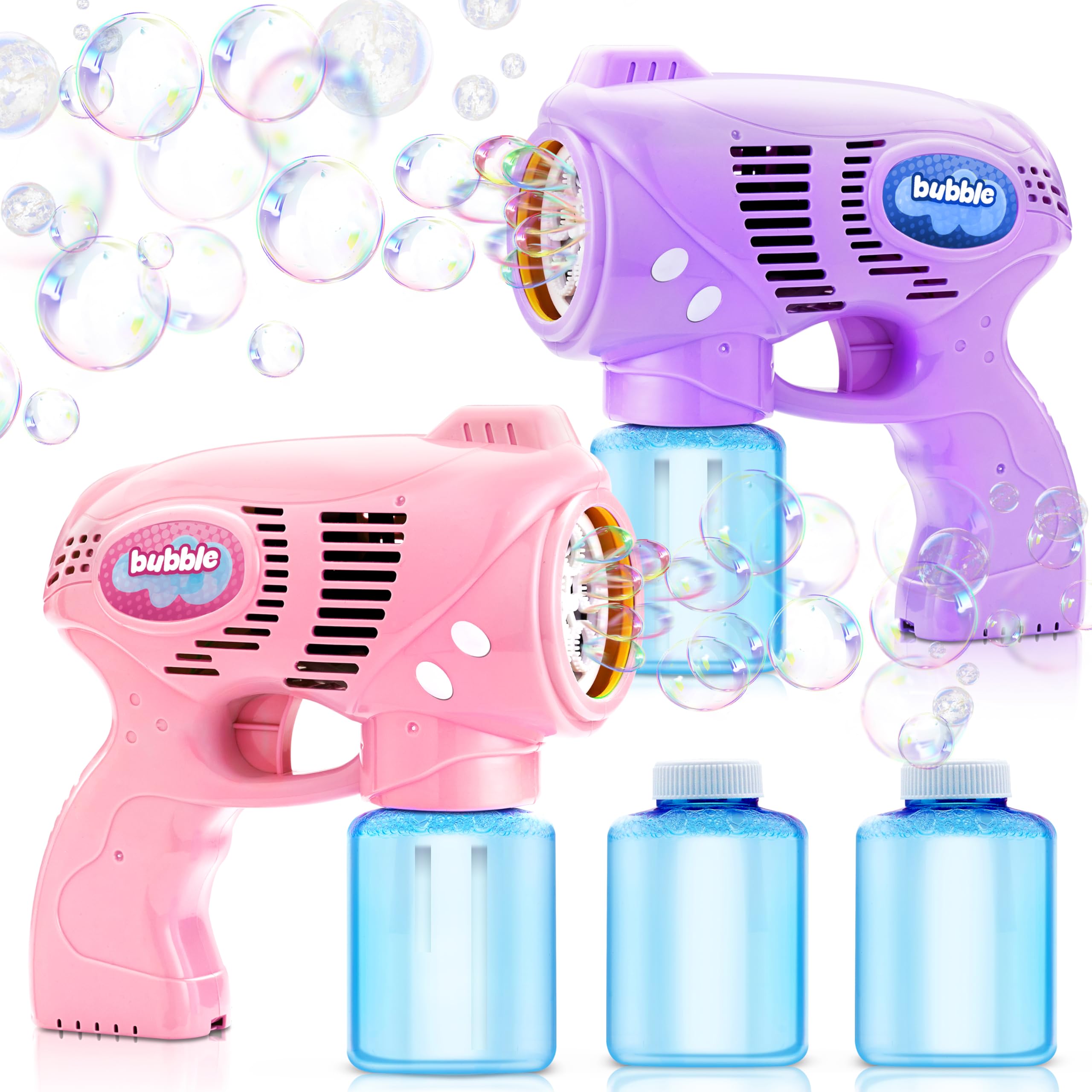 JOYIN Bubble Guns for Kids - 2 Pack with Refill Solution for Outdoor & Party Fun