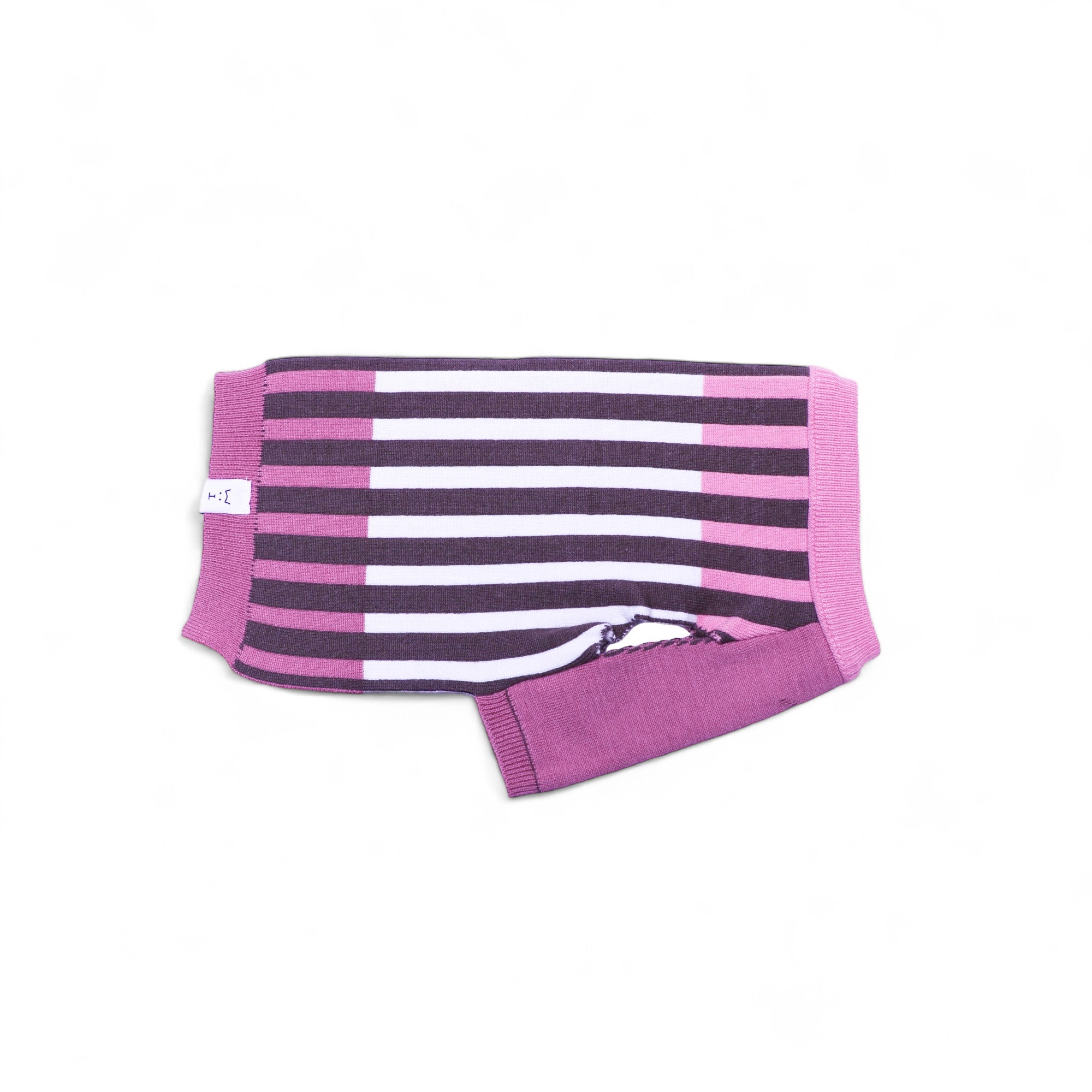 Pink Striped Dog Sweater - Cozy Knit Pet Pullover for Small Medium Large Dogs - Winter Warm Puppy Clothes for Indoor Outdoor Use