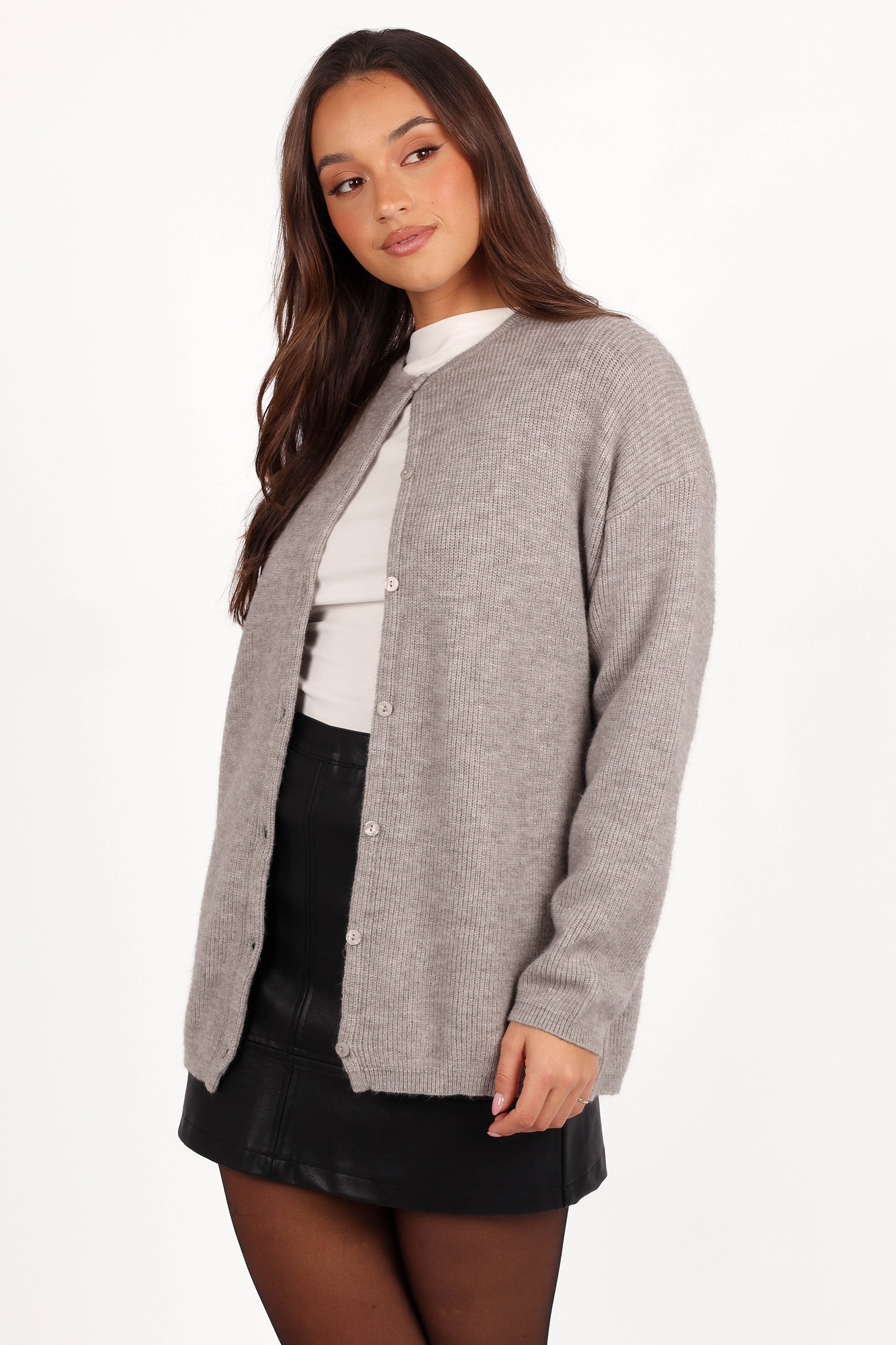 Astor Classic Button Up Cardigan for Women - Light Grey Sweater | Soft & Comfortable Knitwear for Office, Casual Outfits & Layering
