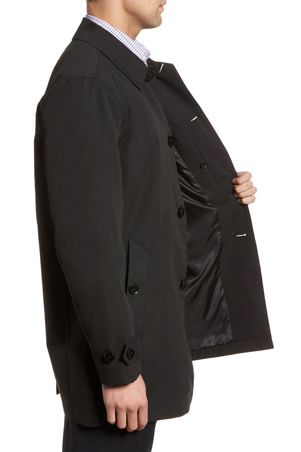 Cole Haan Men's Waterproof Stand Collar Rain Jacket - Lightweight Windbreaker for Outdoor Activities, Commuting & Travel