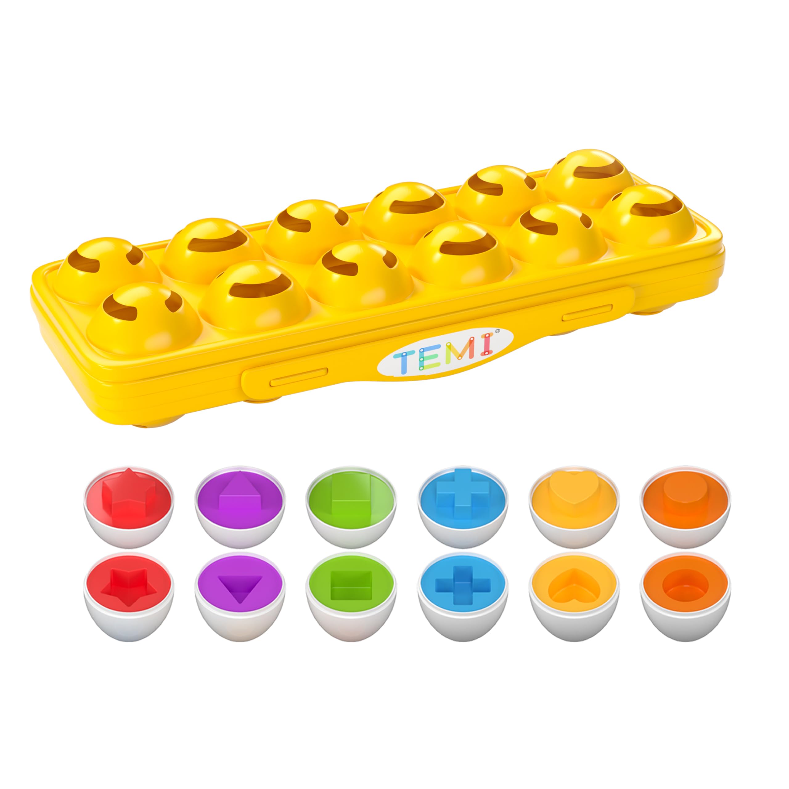 Montessori Sensory Toys for Toddlers 1-3 Years - 12-Piece Color Matching Egg Set with Holder, Educational Shape Sorter for Kids Ages 3-9 | Perfect for Early Learning, Birthday Gifts & Classroom Activities