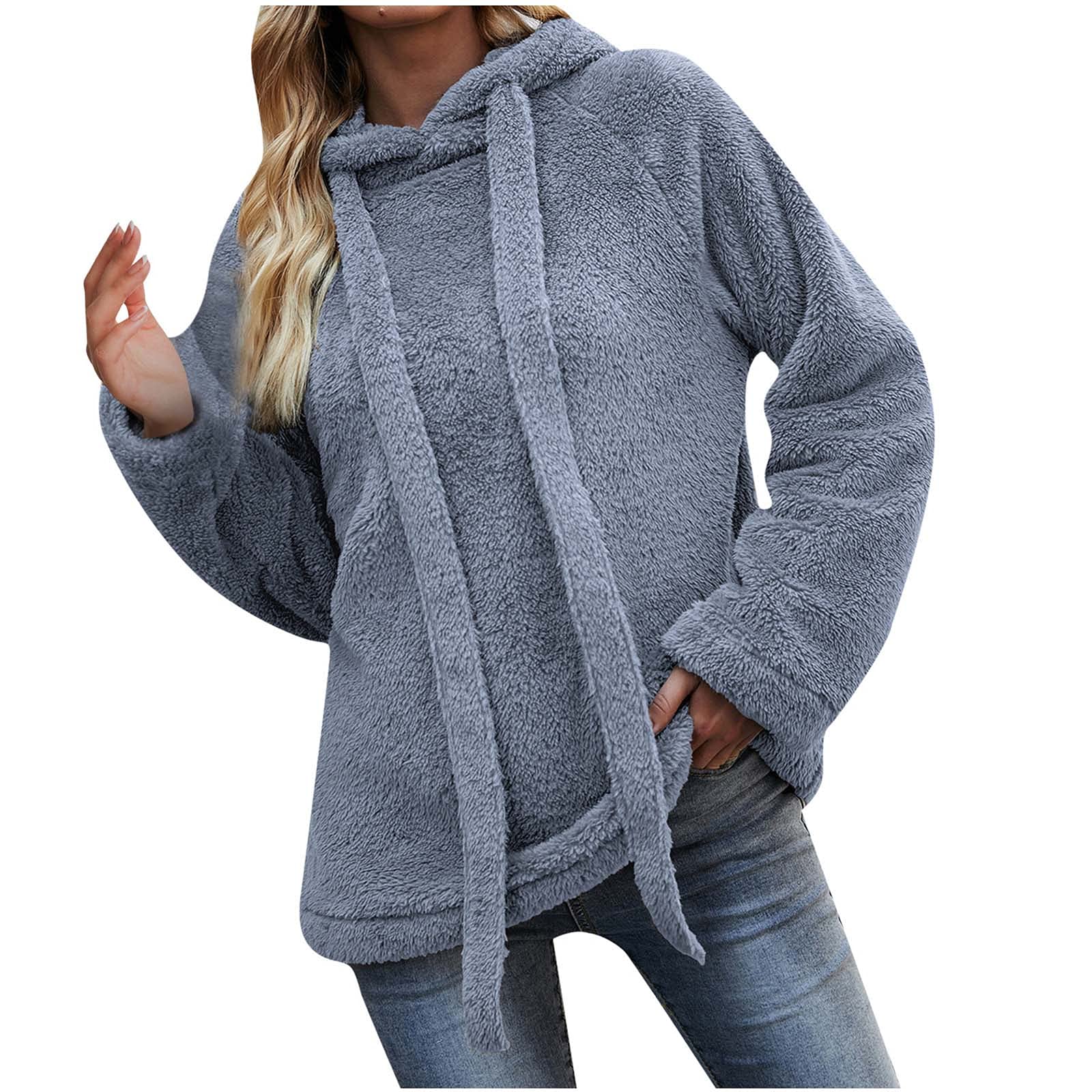 Women's Winter Warm Long Sleeve Plush Blouse - Solid Color Extended Length Tunic Top #G1268 for Office, Party & Casual Outfits