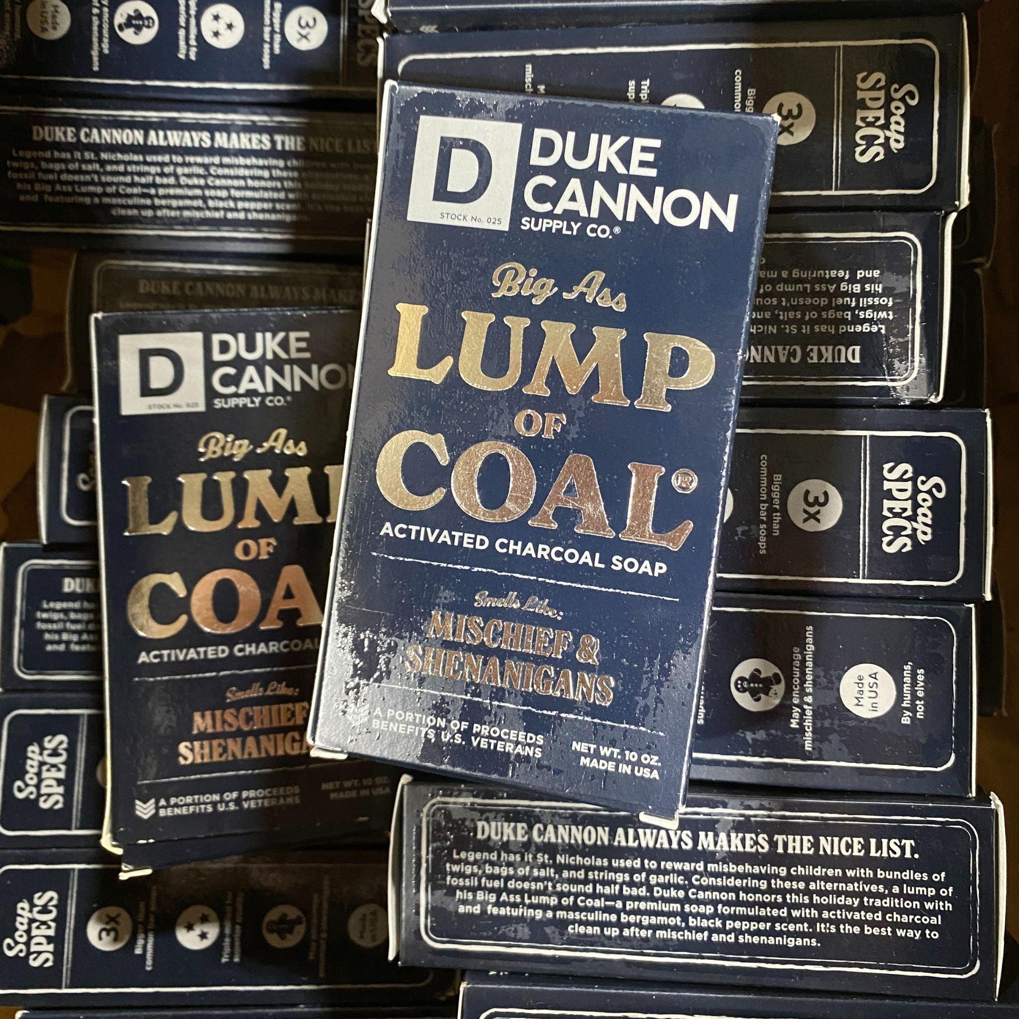 Duke Cannon Big Ass Lump of Coal Activated Charcoal Soap Bar - 10 oz (Pack of 30) - Deep Cleansing & Detoxifying for Men - Perfect for Gym, Camping & Outdoor Activities