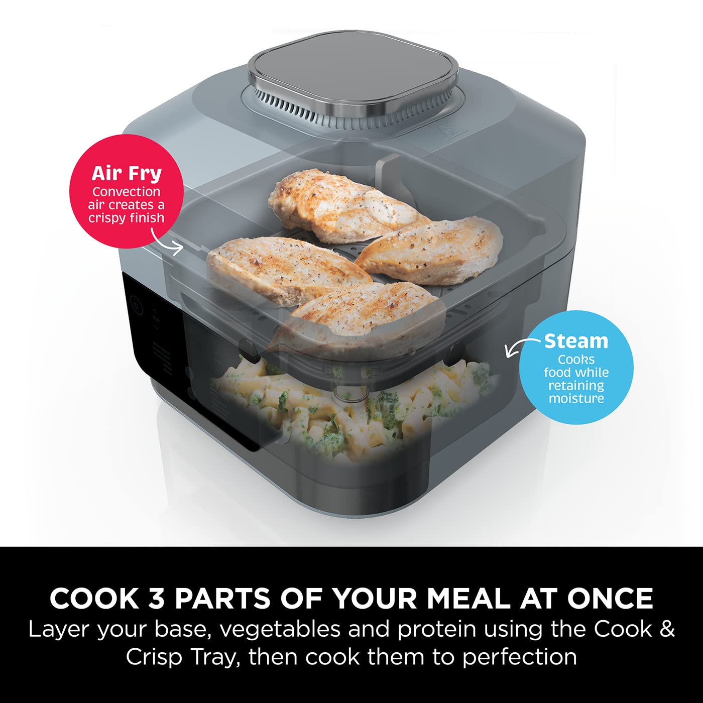 Ninja Speedi 10-in-1 Rapid Cooker & Air Fryer, 5.7L Multi Cooker for Family of 4 | Air Fry, Steam, Grill, Bake, Roast, Sear & Slow Cook | Cooks 4 Portions in 15 Minutes | Sea Salt Grey (ON400UK) | Perfect for Quick Weeknight Dinners, Meal Prep & Healthy Cooking