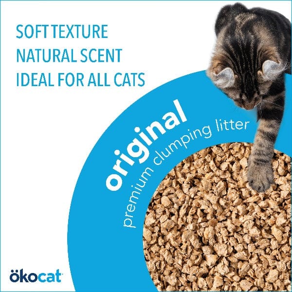 ökocat Original Premium Clumping Wood Cat Litter - 12.6lb Natural & Eco-Friendly | Low Dust, High Absorbency for Odor Control | Perfect for Multi-Cat Homes & Small Spaces