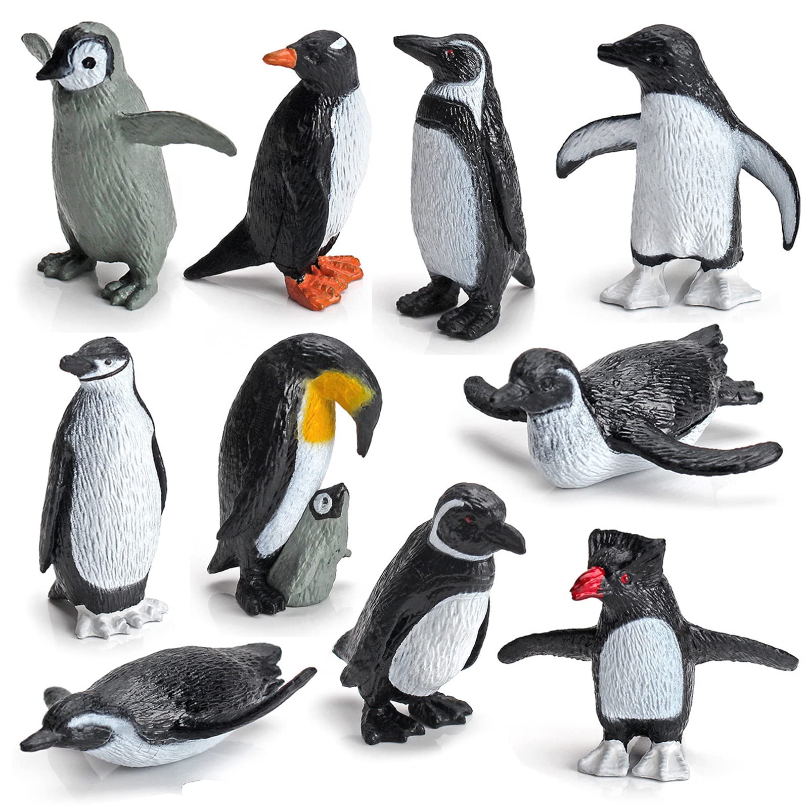 Realistic Arctic Penguin Figurines Toy Playset - 10PCS Winter Habitat Adventure & Educational Toys for Kids, Cake Decoration, Christmas & Birthday Party Supplies - Perfect for Holiday Decor, STEM Learning & Imaginative Play