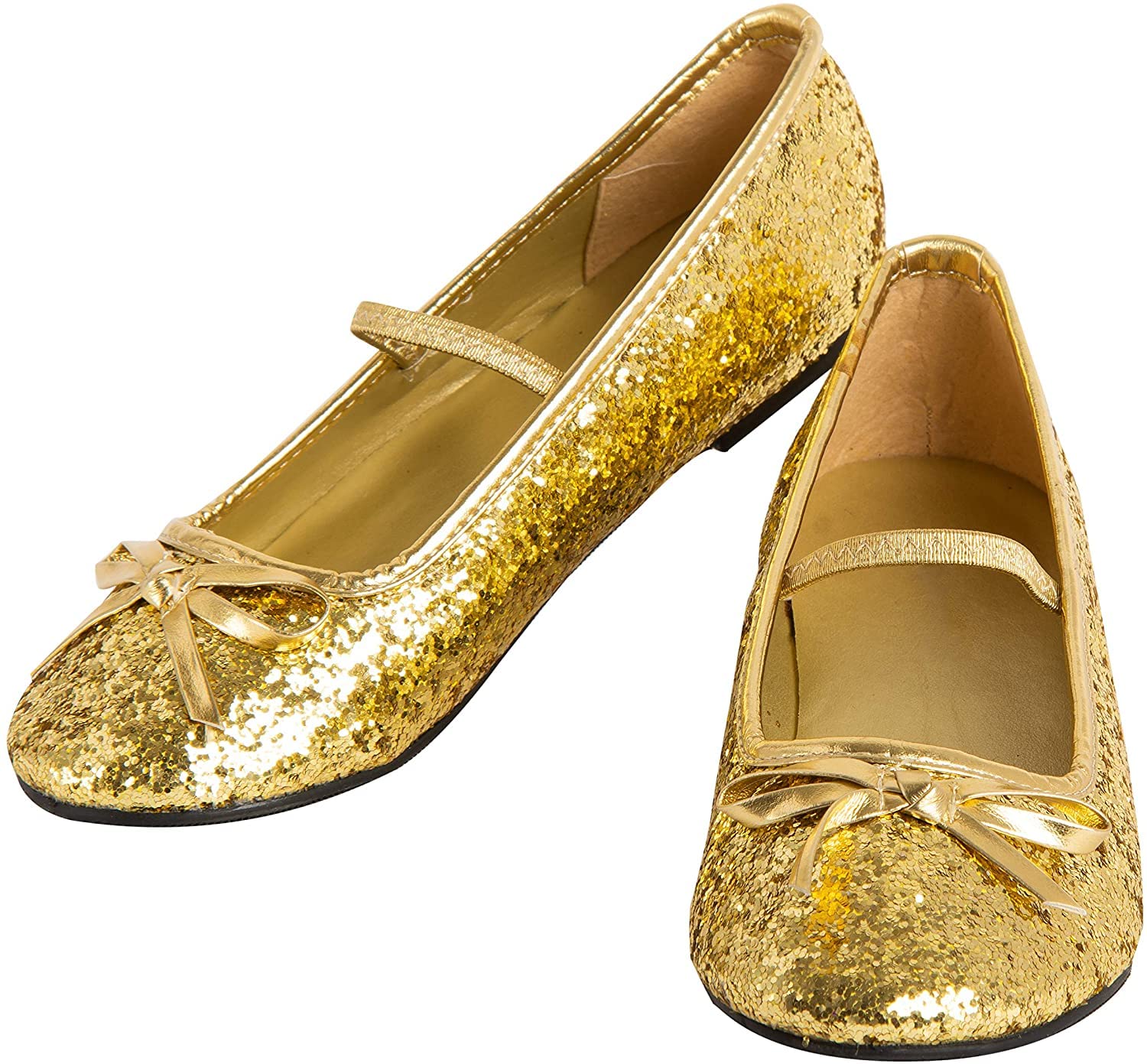 Rubies Girls Ballet Dance Shoes - Gold Glitter Ballet Slippers for Toddlers Size 2/3 | Perfect for Dance Recitals, Ballet Classes & Princess Dress Up