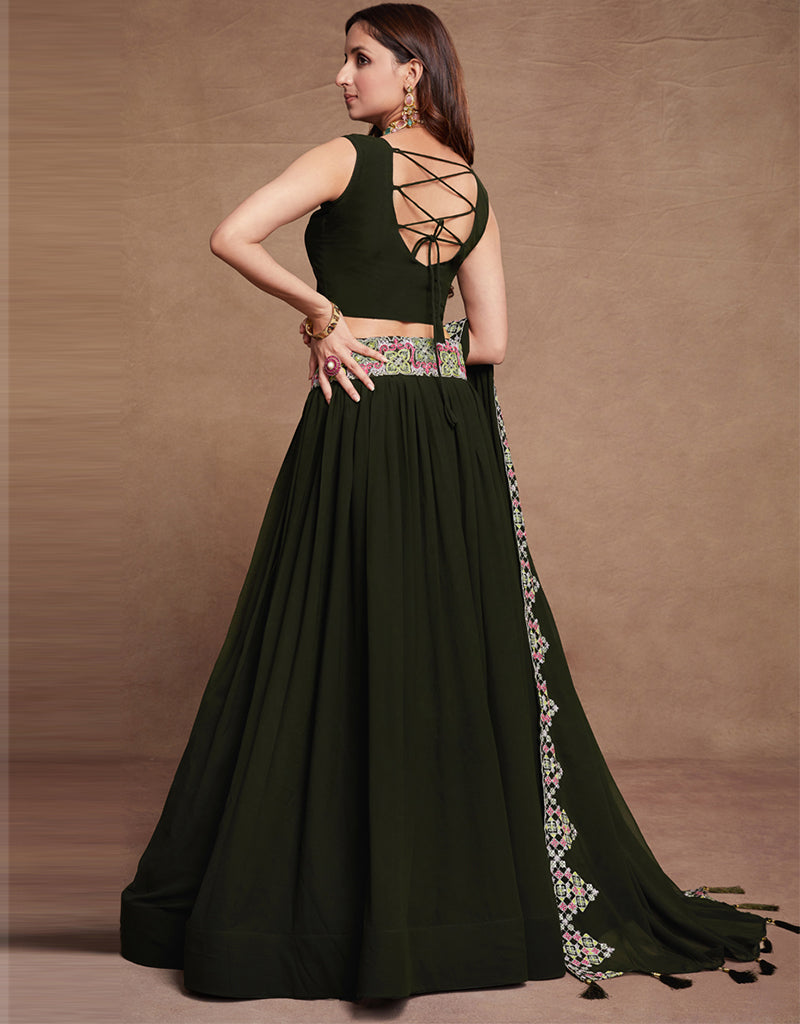 Elegant Green Georgette Designer Party Wear Salwar Suit - Contemporary Heavy Embroidered Indian Outfit for Weddings & Festive Occasions