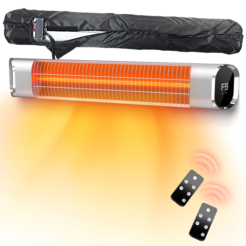 1500W Infrared Outdoor Heater with 24H Timer & Remote Control - IP65 Waterproof, 9-Level Touchscreen Heating for Patio, Restaurant, Backyard | Perfect for Outdoor Dining, Garden Parties & Winter Gatherings
