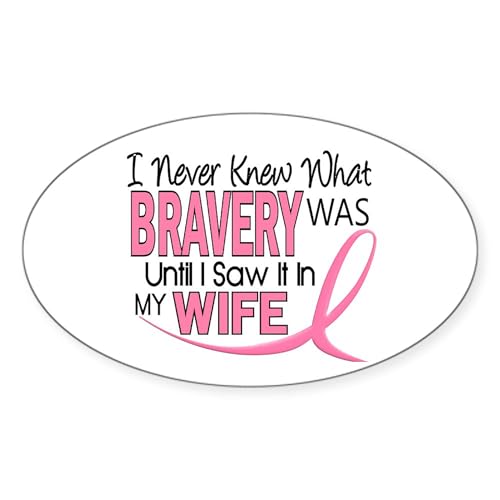 White - Bravery (Wife) Breast Cancer Support Sticker (Oval