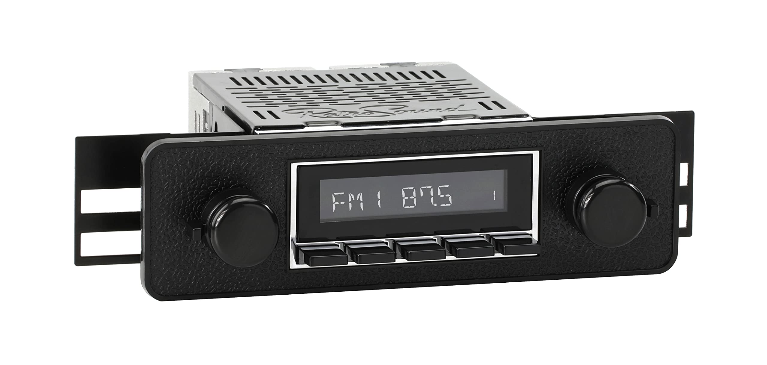 Vintage Style Motor 2 Radio - Chrome Face with Black Pushbuttons, Bezel & Knobs Kit (HCB-M2-402-40-90) | Perfect for Classic Car Restoration & Retro Home Decor