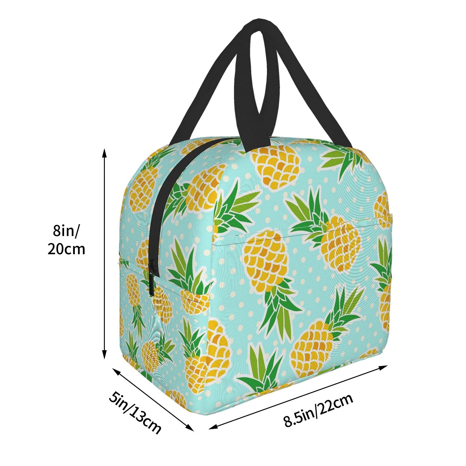 Stylish Pineapple Insulated Lunch Bag - Reusable & Compact Tote for Women & Men - Perfect for School, Office, Work & Picnics
