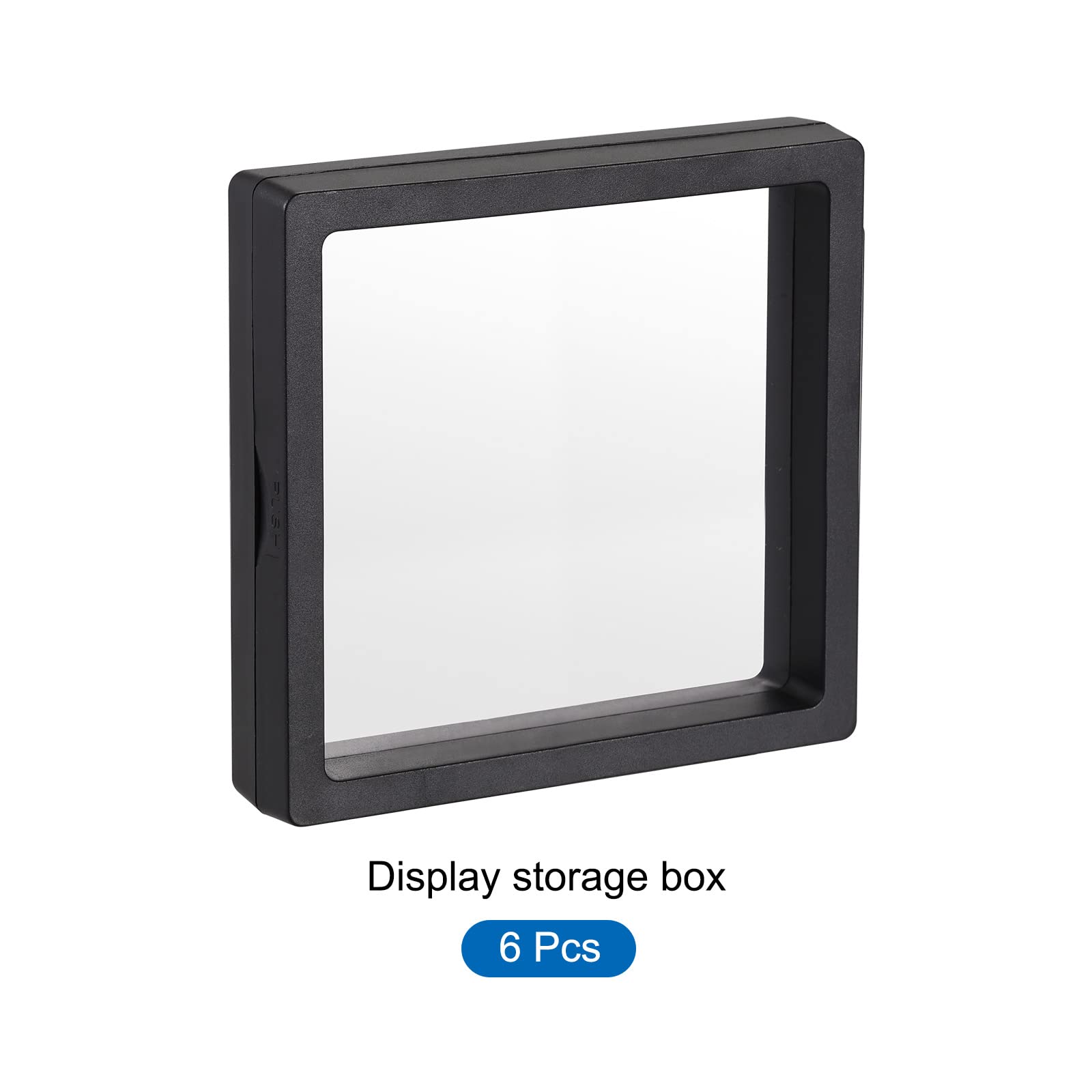 MECCANIXITY 3D Floating Frame Jewelry Display Stand - 4.33 x 4.33 x 0.79 Inch Black Acrylic Holder for Rings, Necklaces, Bracelets & Earrings (Pack of 6) - Perfect for Retail Stores, Boutiques & Wedding Jewelry Showcases