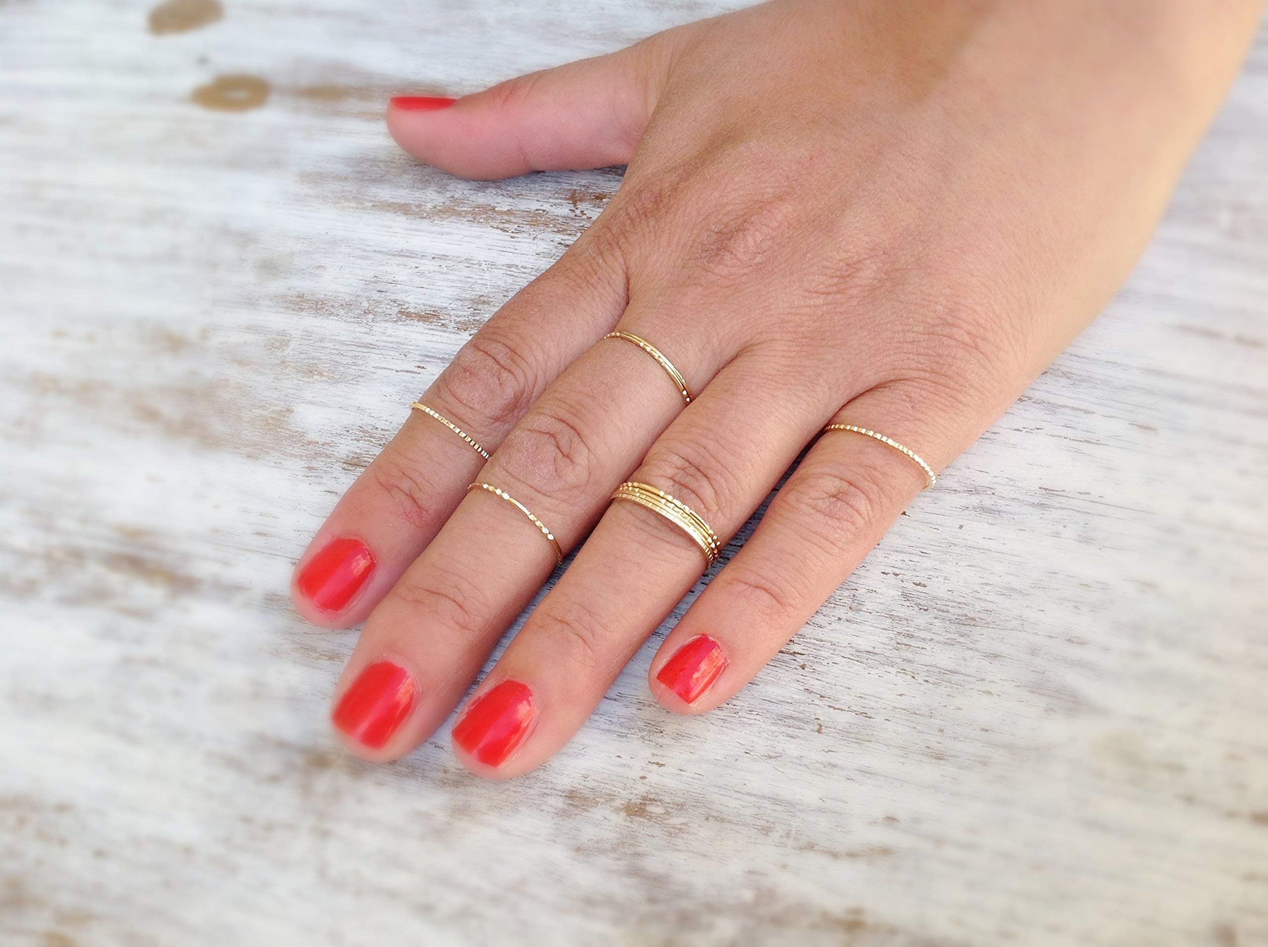 Dainty Thin Stacking Rings Set of 4 - Size 8 US - Delicate Tiny Rings for Women, Perfect for Layering, Everyday Wear & Special Occasions
