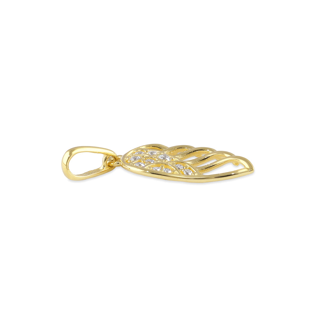 14K Solid Gold Angel Wing Pendant with CZ Stones - Elegant Necklace for Women, Perfect Gift for Birthday, Anniversary & Valentine's Day