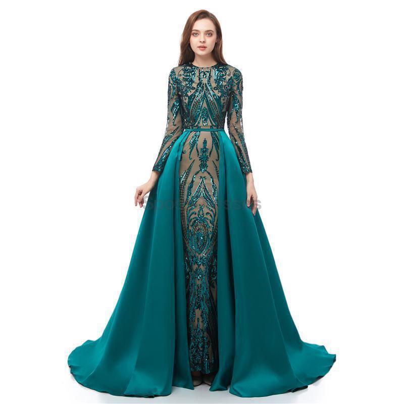 Sparkly Sequin Long Sleeve Detachable Prom Dress for Evening Party - Elegant Formal Gown for Homecoming, Ball, Quinceañera & Special Occasions