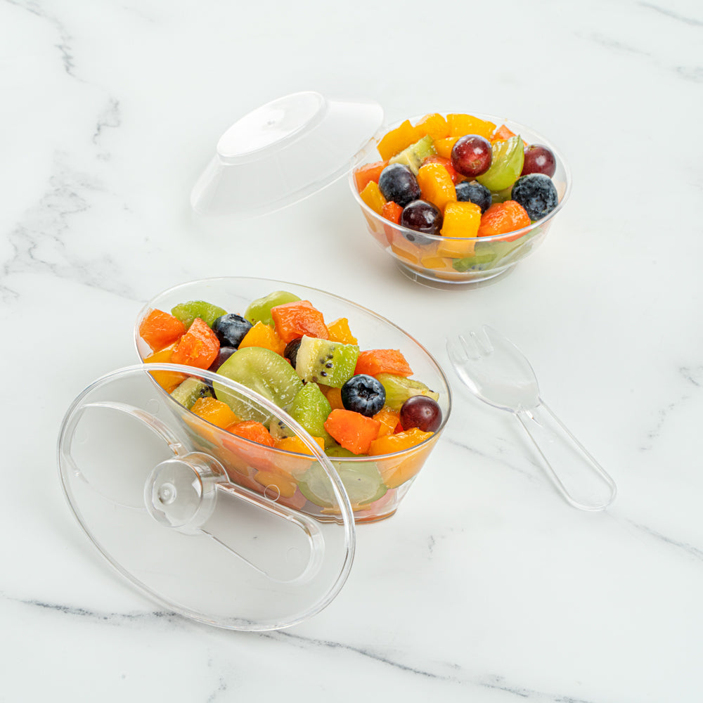 4 oz Clear Plastic Deli Containers with Lids & Sporks - 100 Pack (4.5