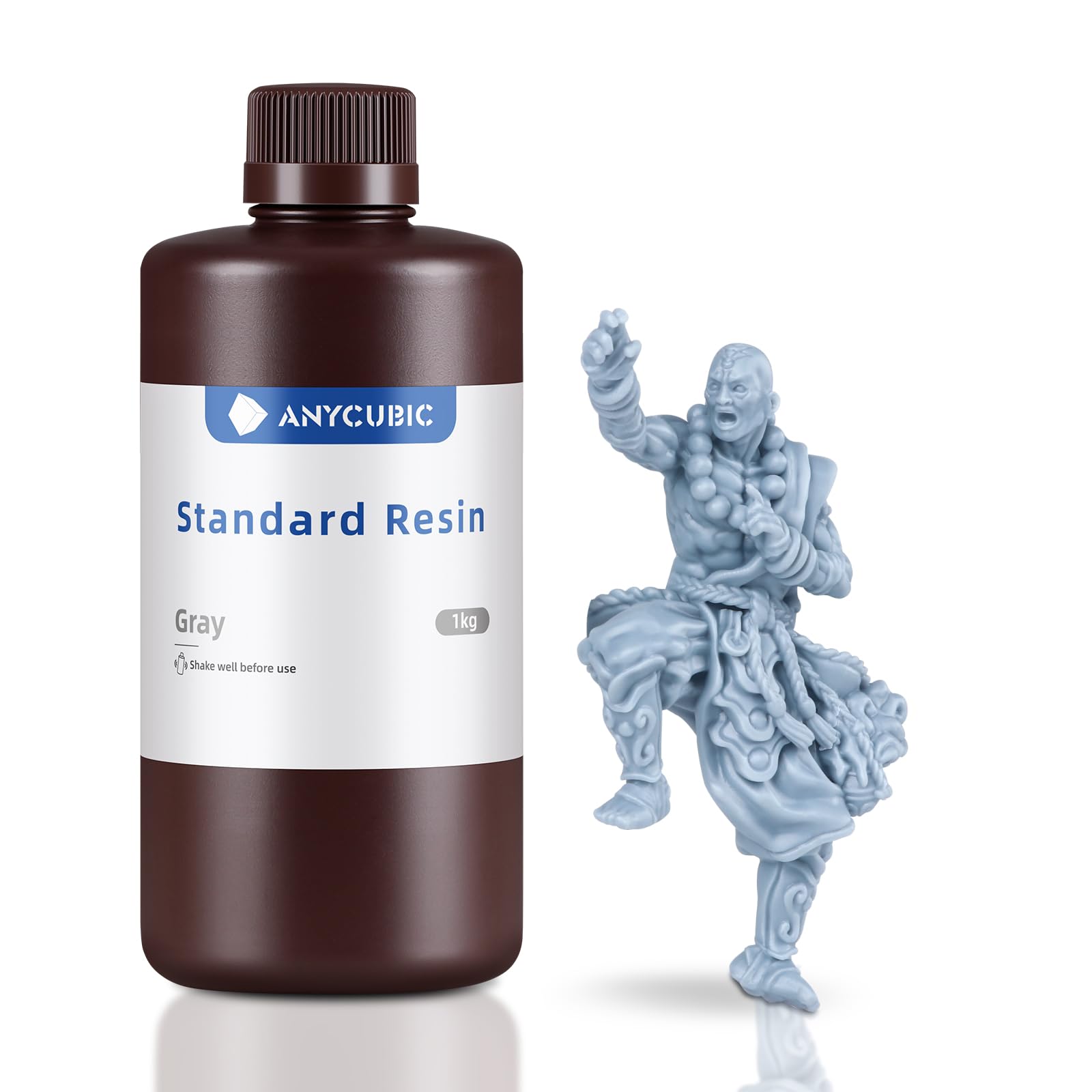ANYCUBIC 3D Printer Resin 1kg Grey - 405nm High Precision Fast Curing Photopolymer Resin for LCD 3D Printing - Ideal for Miniatures, Jewelry Making & DIY Crafts