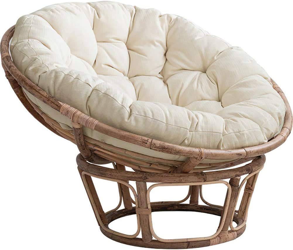 LIUSHI Papasan Chair Cushion - Extra Thick Round Egg Nest Swing Seat Pad, Waterproof Outdoor Hanging Basket Chair Cushion for Patio, Garden & Porch Relaxation