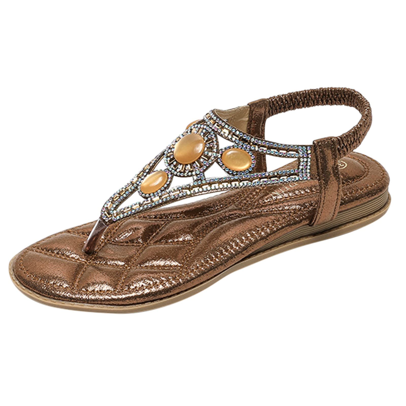 Women's Bohemian Rhinestone Glamorous Thong Sandals - Stylish Slingback Flip Flops for Beach, Summer & Casual Wear 2023
