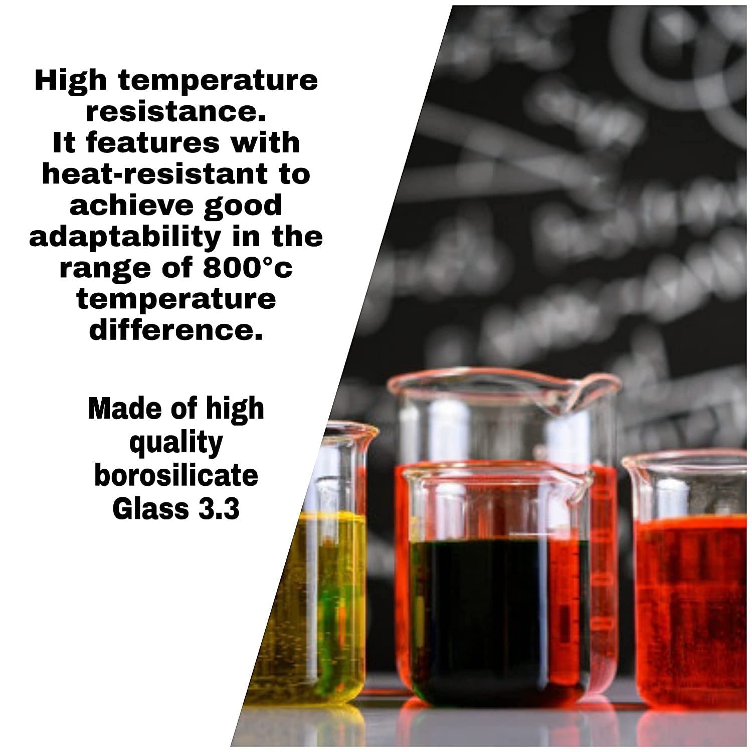Borosilicate 3.3 Glass Beaker Set - 25ml, 250ml, 500ml with Graduation Marks - Heat Resistant Lab Glassware for Chemistry Experiments, School & College Laboratories - Perfect for Science Class, Research & DIY Projects