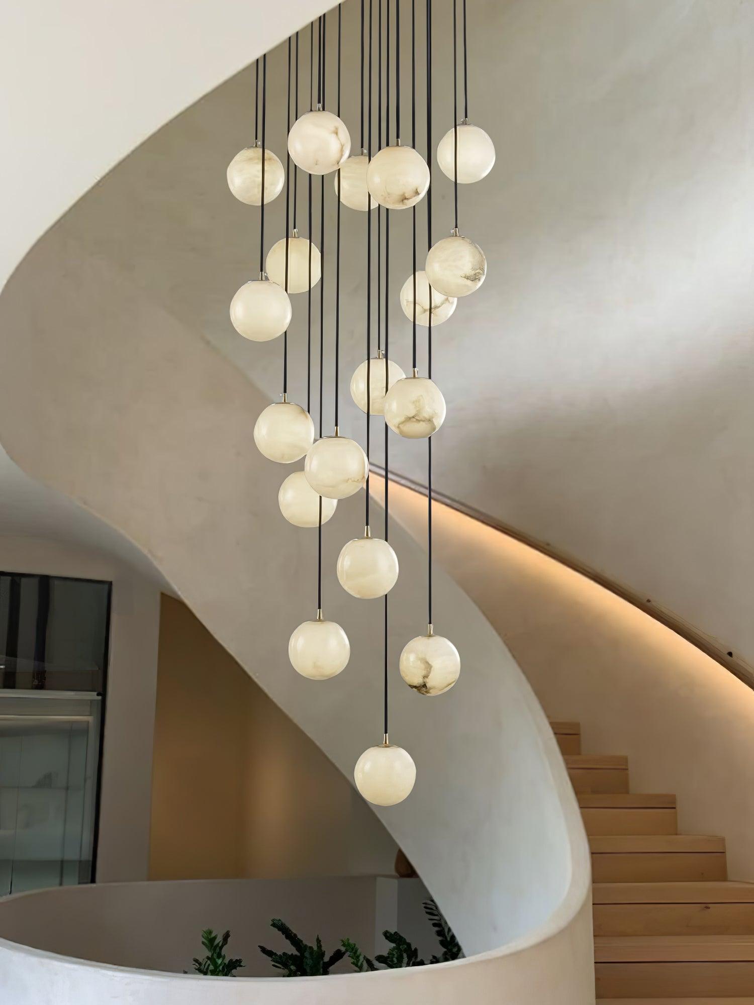 Elegant Alabaster Balls Cluster Chandelier - Modern Crystal Ceiling Light Fixture for Dining Room, Living Room & Bedroom Decor