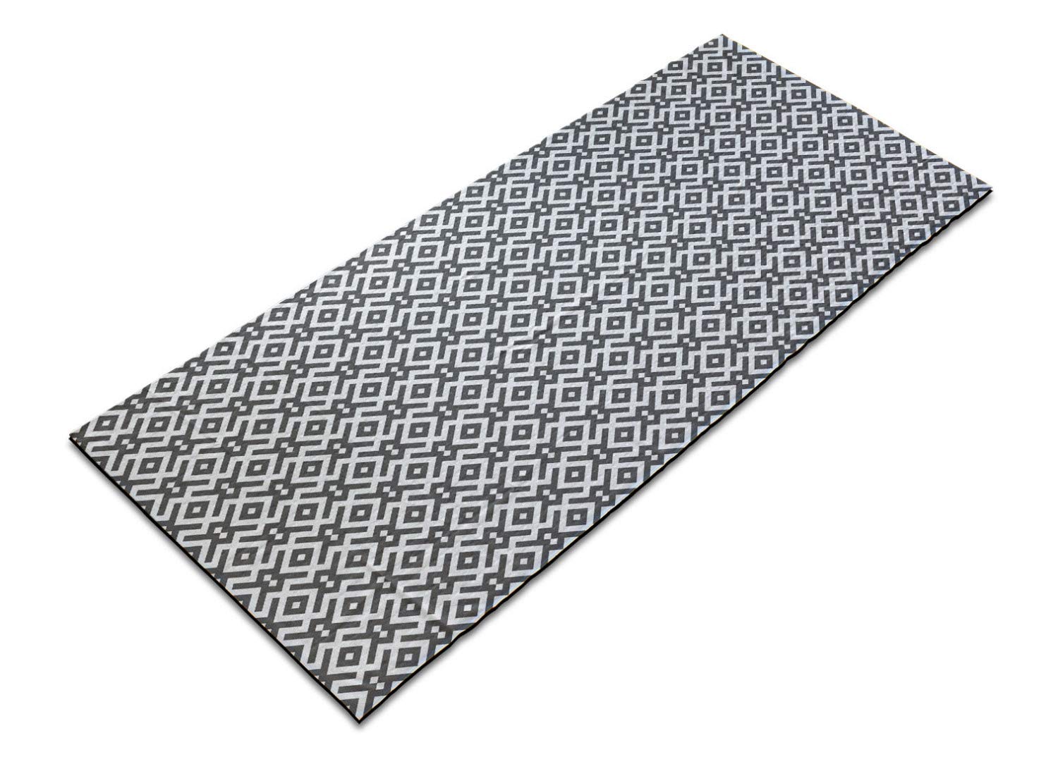 Ambesonne Non-Slip Yoga Mat Towel - Geometric Border Stripes Design - Sweat Absorbent for Yoga, Pilates & Workouts - 25