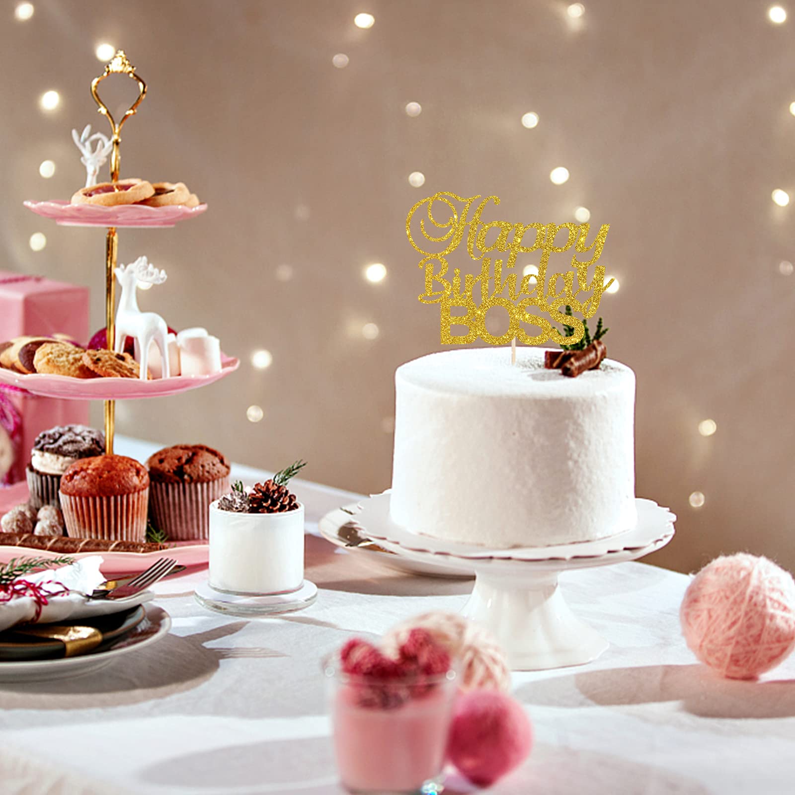 Gold Glitter Happy Birthday Cake Topper for Boss, Men & Baby Boy 1st Birthday - Prince Themed Party Decorations | Perfect for Office Celebrations, Baby Showers & Royal Birthday Parties
