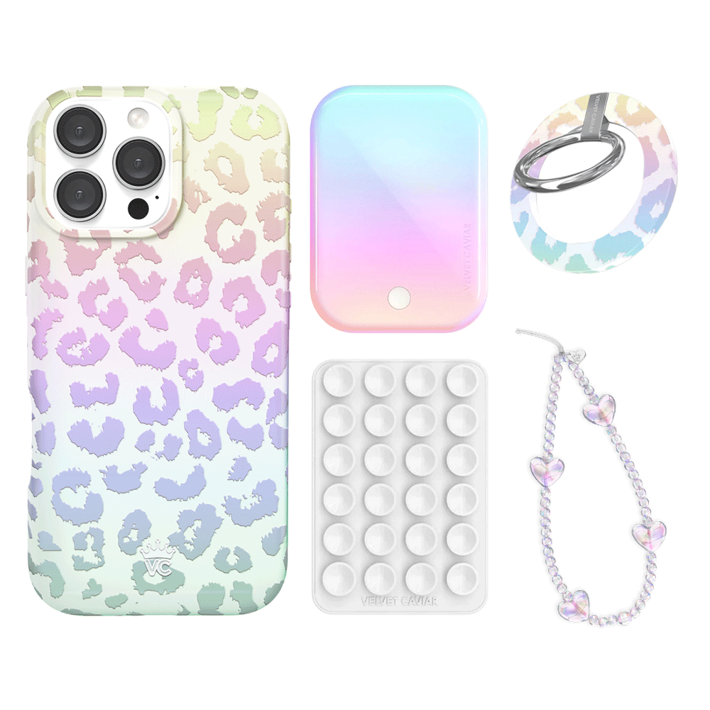 White Opal Leopard iPhone Case with Grip - Stylish Protective Phone Cover for iPhone 13/14/15 Pro Max - Perfect for Work, Travel & Everyday Use