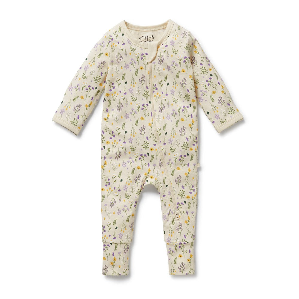 Bella Floral Organic Baby Zipsuit with Feet - Soft & Comfortable One-Piece Pajamas for Newborns & Infants - Perfect for Sleepwear, Playtime & Everyday Wear