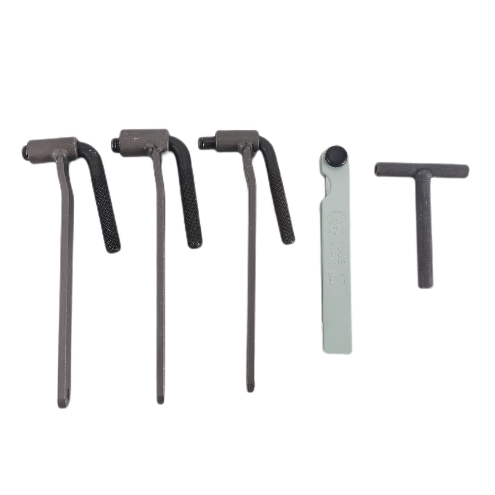 GGBEST 5-Piece Universal Engine Valve Adjustment Tool Kit with 8-10mm T-Type Spanner & 0.1-2mm Feeler Gauge - Perfect for Motorcycle, Car, and Small Engine Valve Maintenance