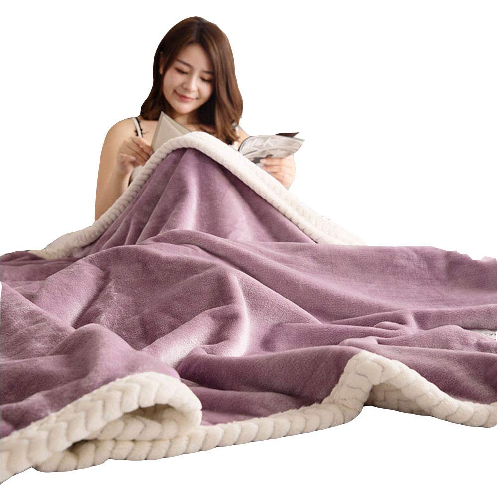 ZJFSX Ultra Soft Microfiber Sherpa Fleece Blanket - Full/Queen Size (200x230cm, 2.9KG) - Cozy Thermal Bed Blanket for Winter, Toon Purple | Perfect for Couples, Living Room Sofa & Guest Bedrooms