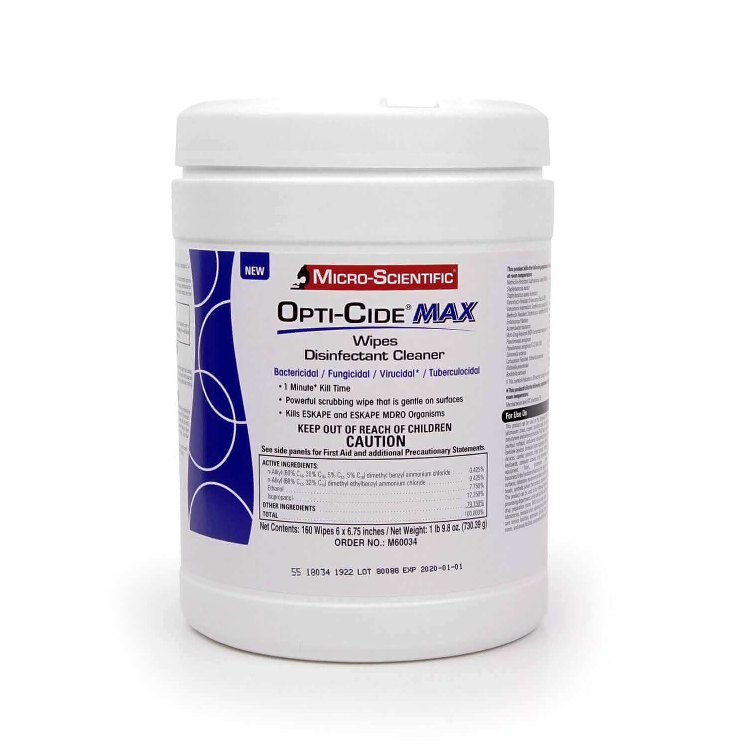 OptiCide Max Disinfectant Wipes - 100 Count, Hospital-Grade Cleaning Wipes for Home, Office & Healthcare Facilities | Kills 99.9% Germs & Viruses | EPA Registered Disinfectant for Surfaces & Equipment