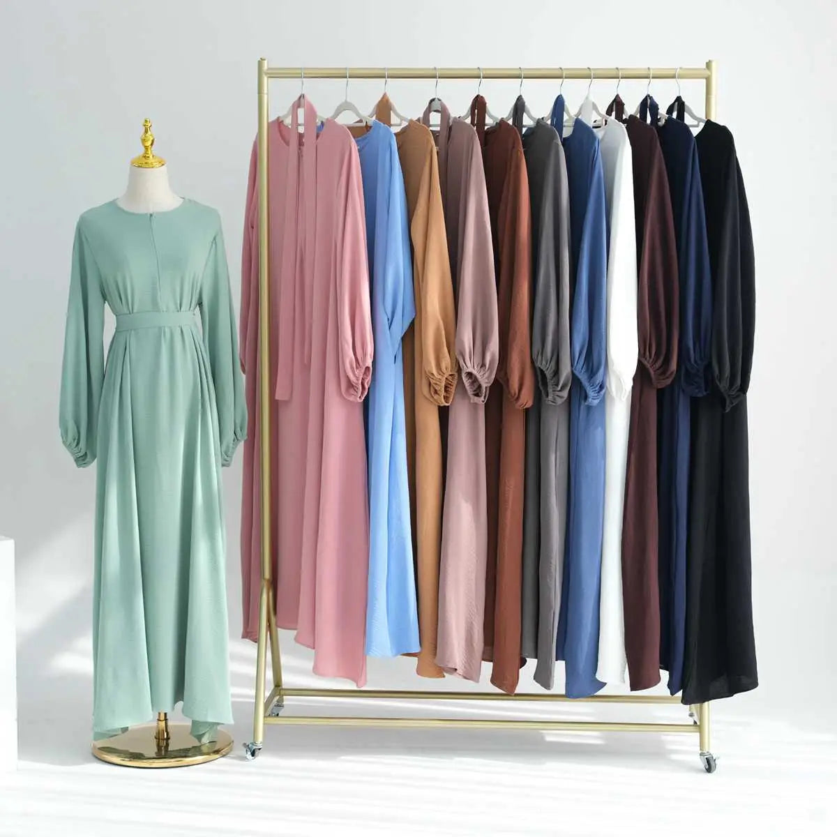 Elegant Muslim Women's Cuff Sleeve Abaya Dress - Modest Islamic Prayer Dress for Daily Wear & Special Occasions
