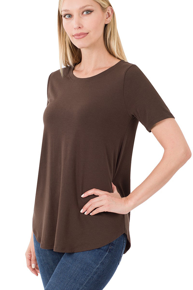 Stylish Women's Short Sleeve Scoop Neck T-Shirt - Front & Back Design for Casual Wear, Summer Outfits & Everyday Comfort