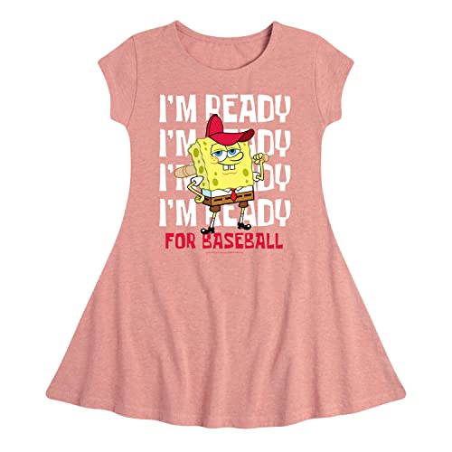 Spongebob Squarepants Baseball-Themed Fit & Flare Dress for Toddler & Youth Girls - Hybrid Apparel - Perfect for Game Days & Cartoon-Themed Parties